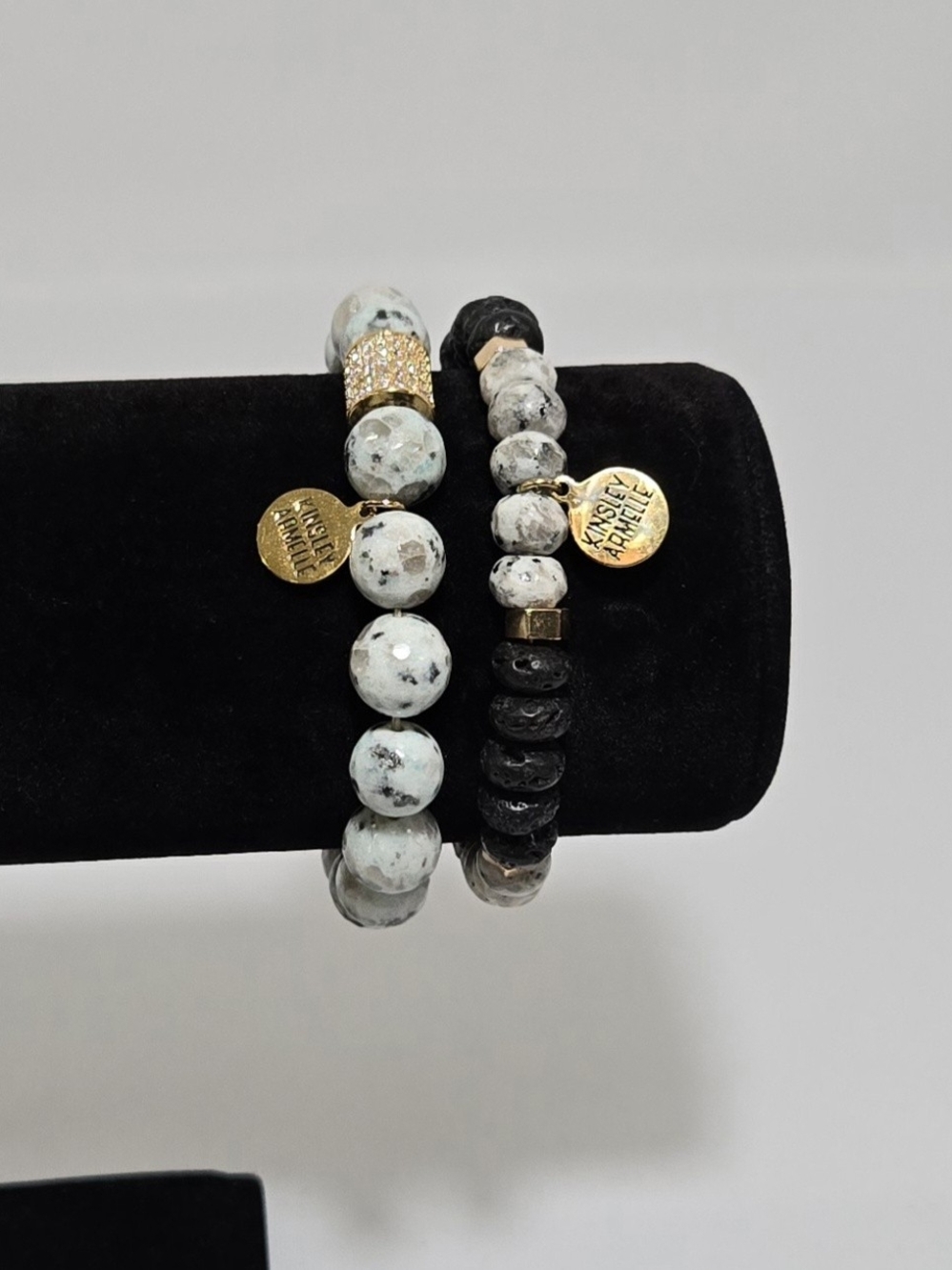 Kinsley Armelle White & Black Beaded Stretch Bracelet Set #1080